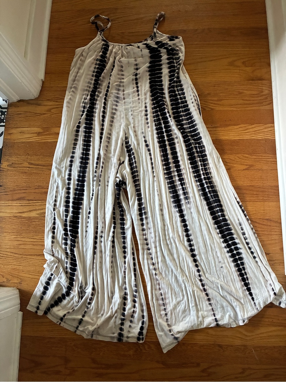 Wide-Leg Tie-Dye Jumpsuit - Black & White